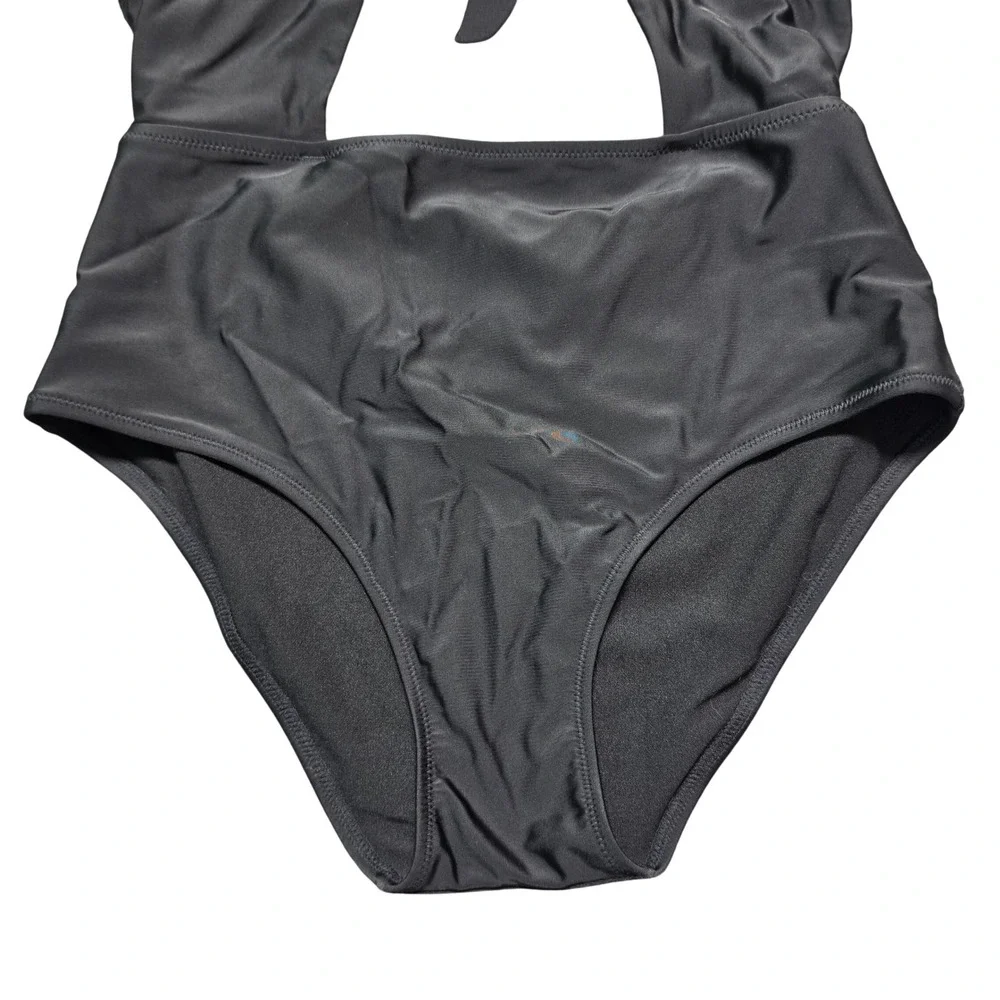 Cutout Tie Front Monokini One Piece Swimsuit Womens Medium Black Express
